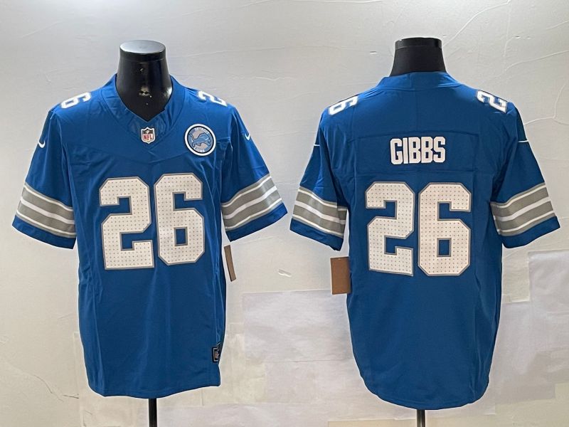Men Detroit Lions #26 Gibbs Blue three generations 2024 Nike Limited NFL Jersey style 2->detroit lions->NFL Jersey